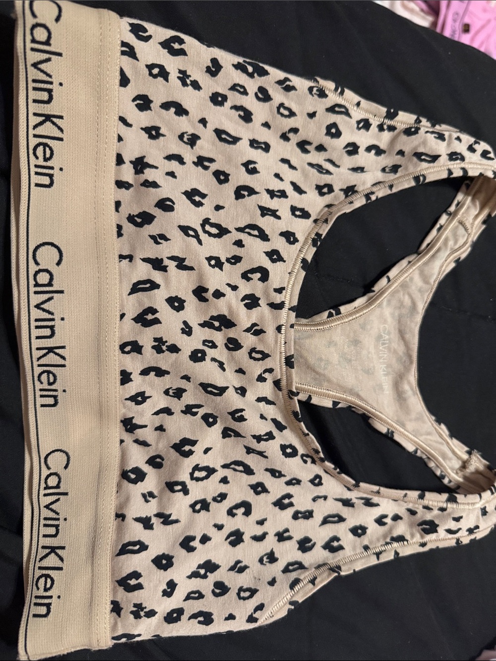Calvin Klein Beige Leopard-Print Logo Sports Bralette